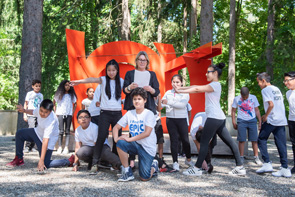 Sixth grade students from Thomas Cornell Academy in KMA's Sculpture Garden